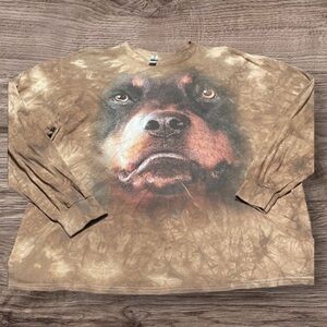 Rottweiler Dog Print Long Sleeve Shirt Brown